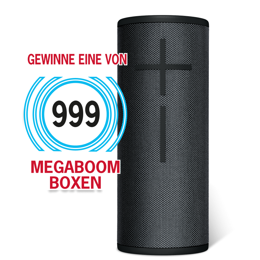 Gewinne eine von 999 Megaboom Boxen